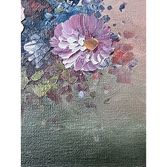 Vintage Framed Canvas Still Life of Flowers Signed Röth? Acrylic Textured Floral - Picture 10 of 16